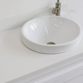 37" Single Sink Vanity, White Finish Top With White Engineered Stone Top