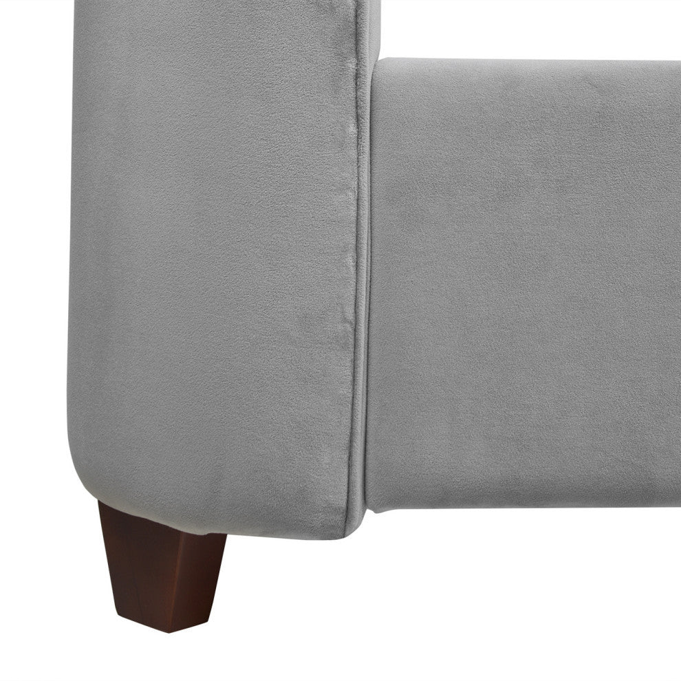 Manhattan Shelter King Platform Bed Frame, Opal Gray Velvet