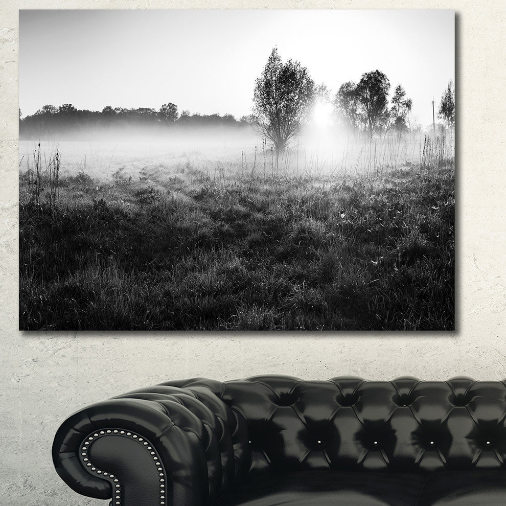 Rural Meadow in Mist, Large landscape Canvas Art Print, 60x40