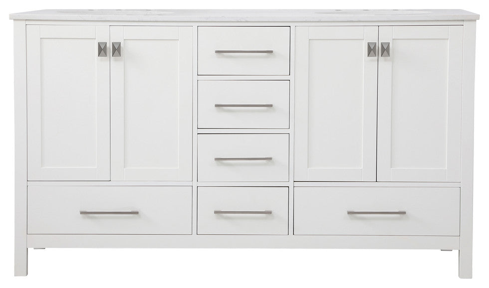 White 60" Double Sink Bathroom Vanity