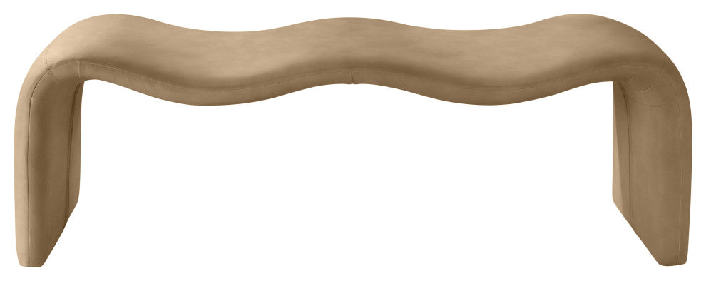 Willow Upholstered Bench, Tan, Vegan Leather