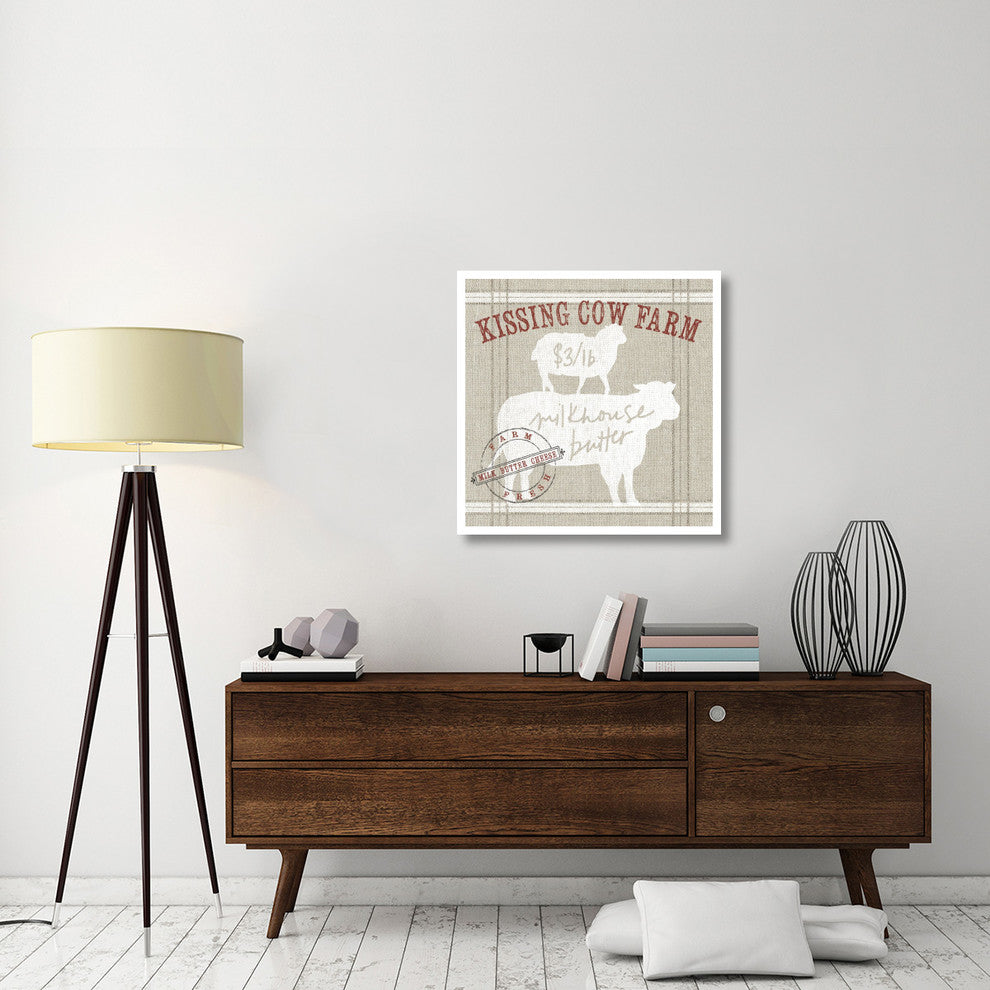 "Farm Linen Cow" Digital Paper Print by Sue Schlabach, 32"x32"