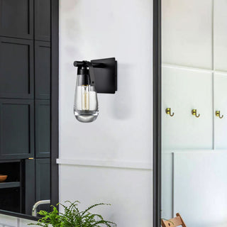 Black Raindrop Wall Sconce With Clear Glass