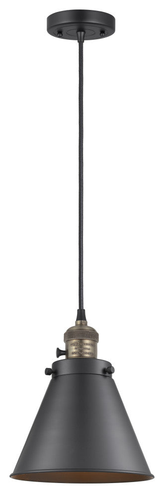 INNOVATIONS 201CSW-BAB-M13-BK-LED 1-Light Mini Pendant Black Antique Brass