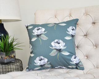 Floral Bunch 18" Green Floral Print Decorative Throw Pillow
