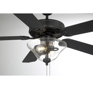 52" 2-Light Ceiling Fan, Matte Black, Matte Black