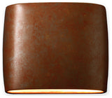 Wide Oval Wall Outdoor Sconce, Closed Top, Small, Dedicated LED, Rust Patina