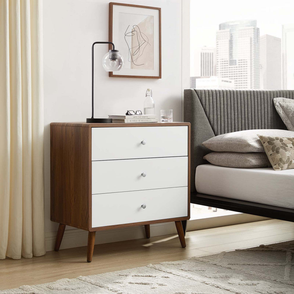 Transmit 3-Drawer Chest, Walnut White