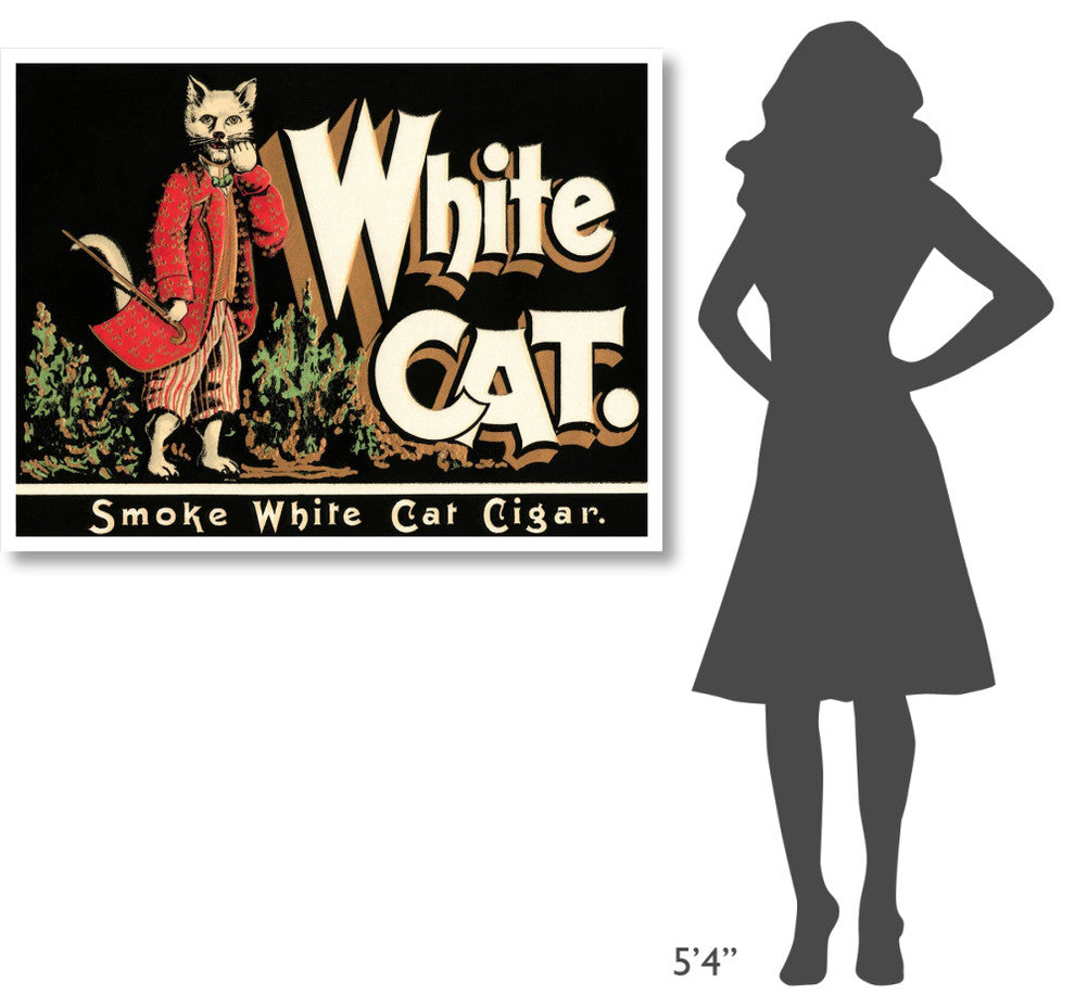 "White Cat Brand Cigars" Digital Paper Print by Vintage Booze Labels, 46"x35"
