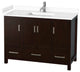 48" Single Bathroom Vanity, Espresso, White Cultured Marble Countertop, Sink