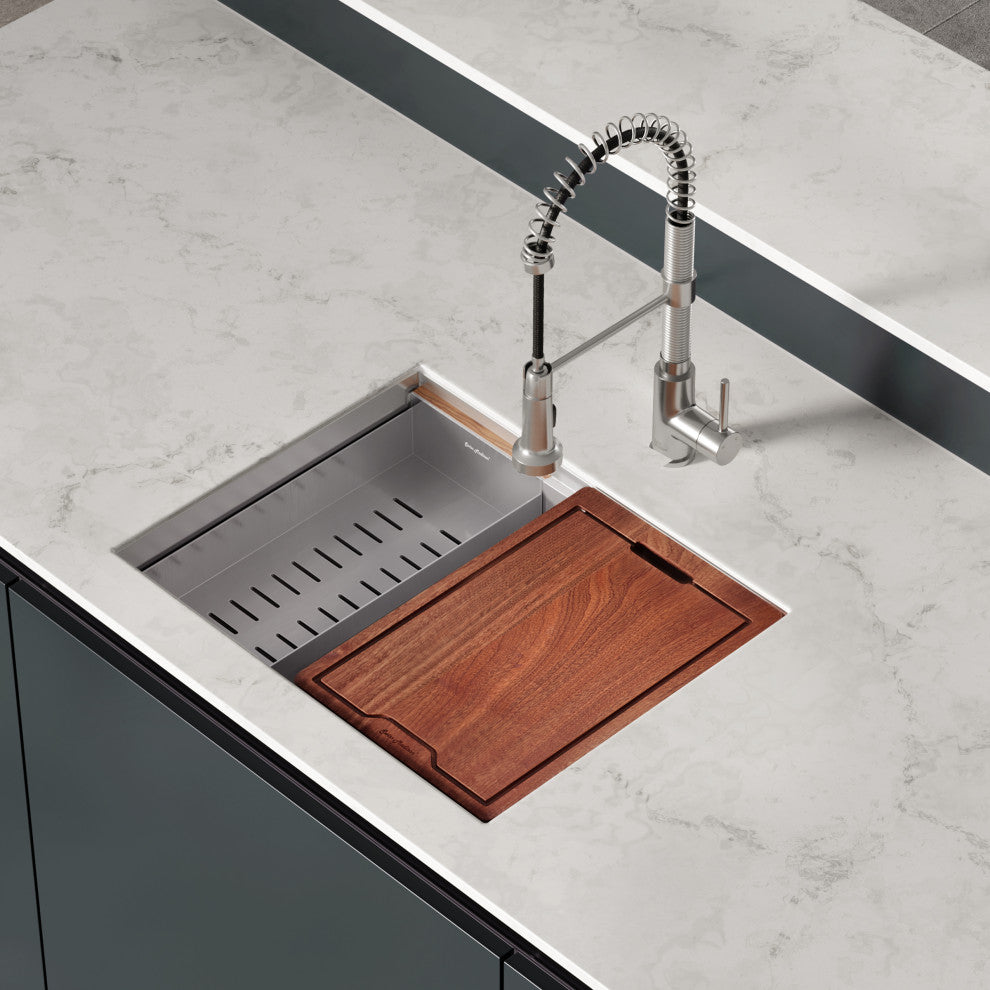 Rivage 22x19" Single Basin Undermount Kitchen Workstation Sink
