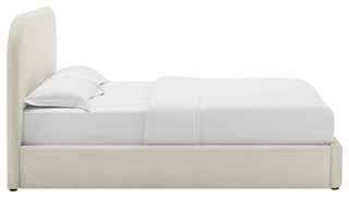 Keynote Performance Velvet Curved King Platform Bed, Alabaster