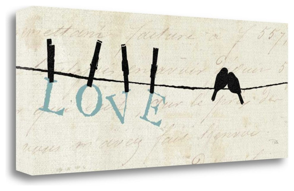 "Birds On A Wire - Love" By Alain Pelletier, Giclee Print on Gallery Wrap Canvas