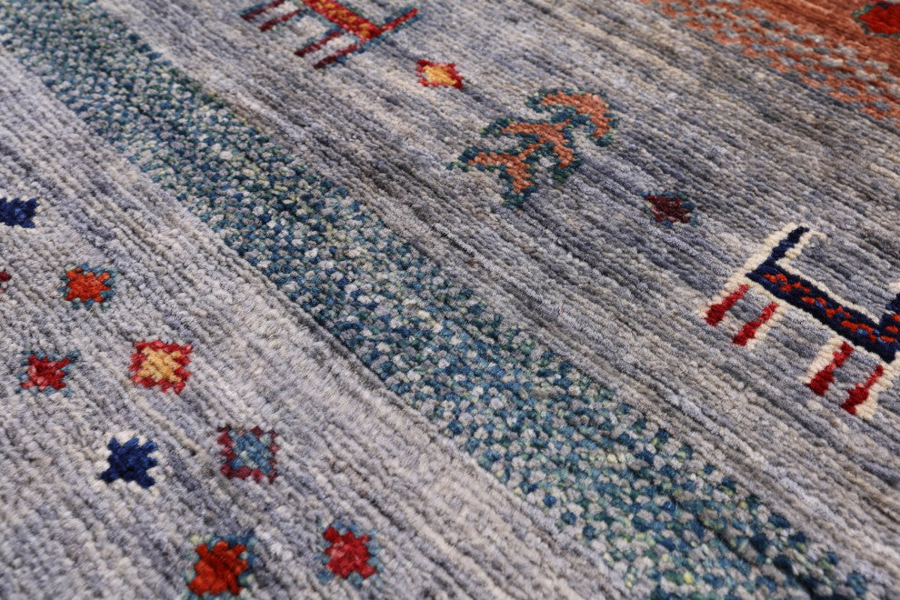 Persian Gabbeh Tribal Handmade Wool Rug 6' 6" X 9' 11" Q9663