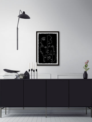 "Line Face Illusion" Framed Painting Print, 30x45