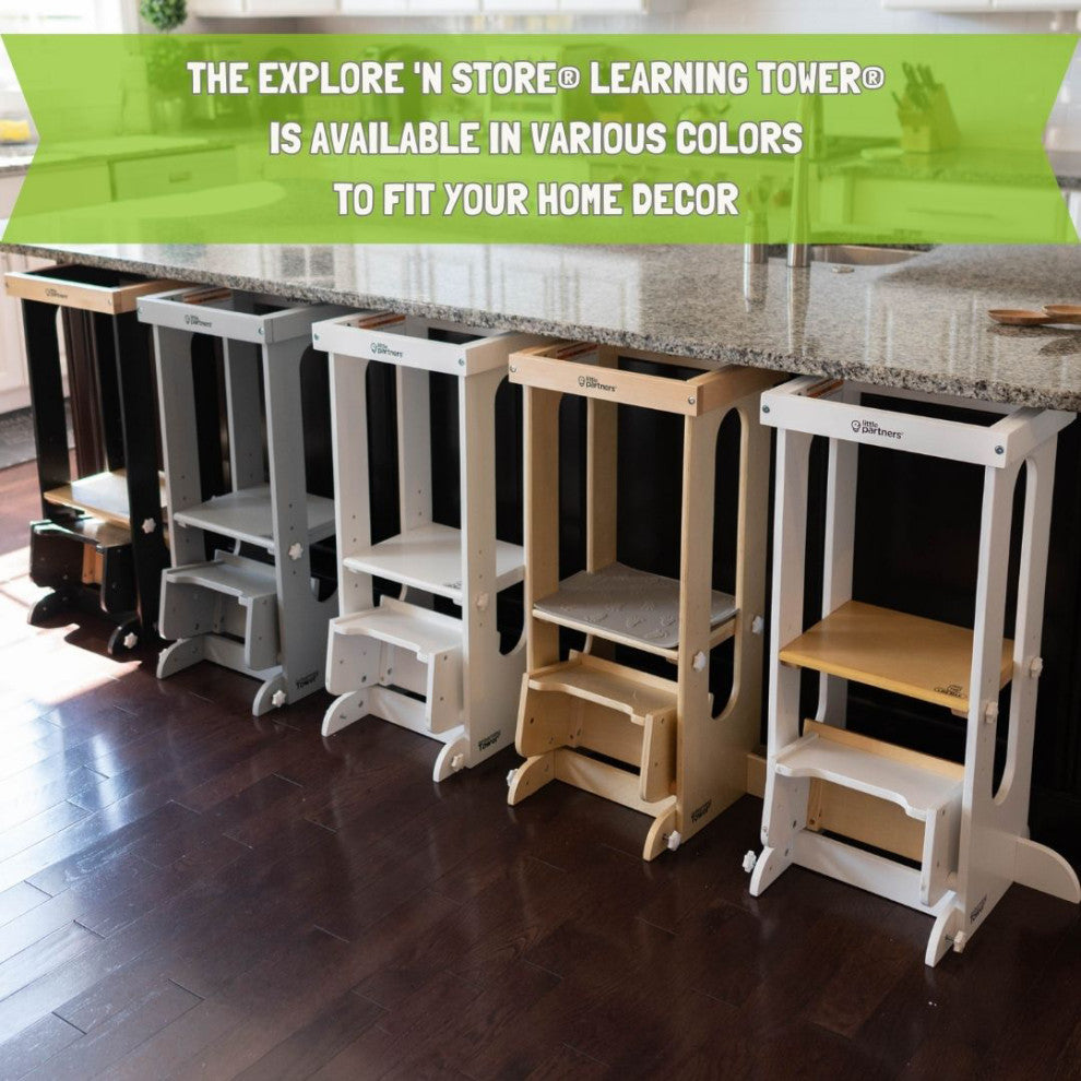 Little Partners Explore ''N Store Learning Tower, Charcoal/Natural Platform
