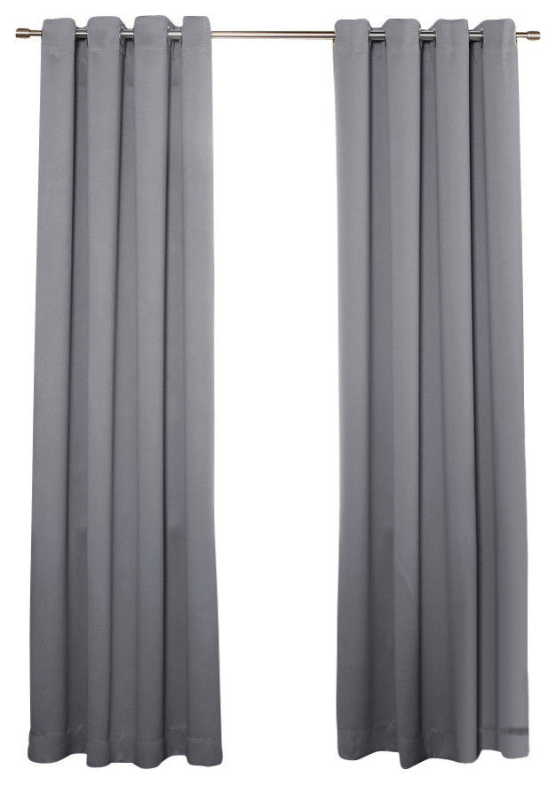Silver Grommet Top Solid Thermal Insulated Blackout Curtain, Gray, 84"