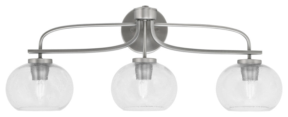 Cavella 3 Light Bath Bar, Graphite Finish, 7" Clear Bubble Glass