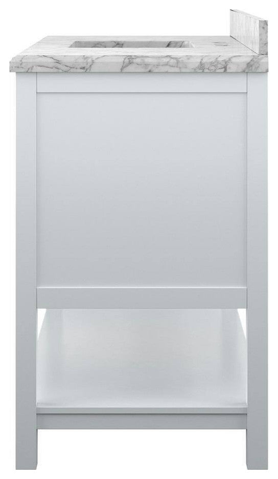 Affinity Bathroom Vanity With Carrara Marble Countertop, White, 49 in