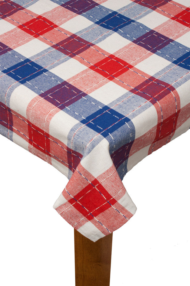 Americana Plaid Cotton Tablecloth, 60"x102"