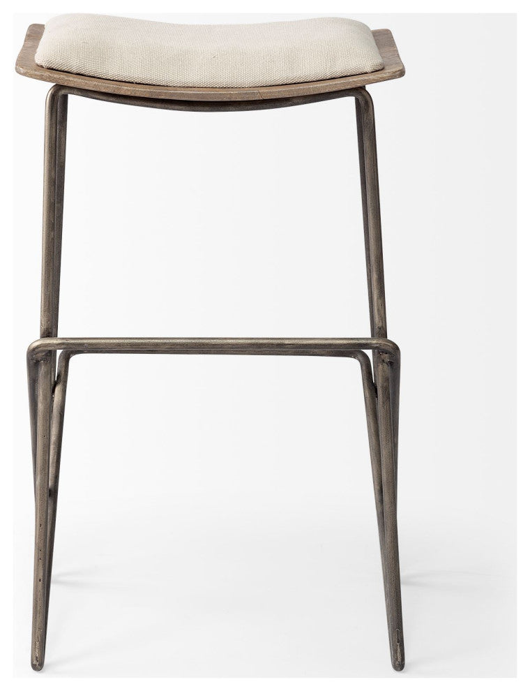 Katniss Cream Fabric Seat with Gold Metal Frame Counter Stool