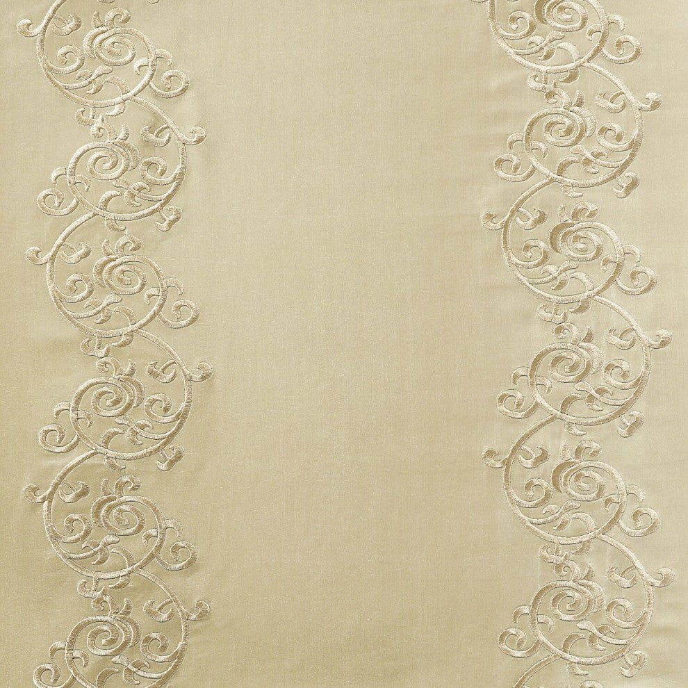 Papillon Cool Beige and Gold Designer Embroidered Fabric Sample, 4Wx4L