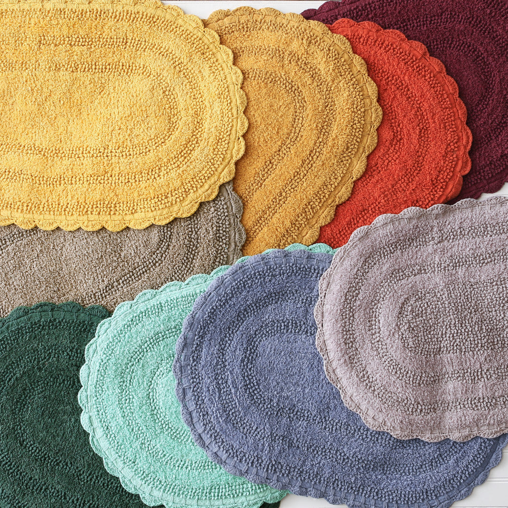 Stonewash Blue  Round Crochet Bath Mat