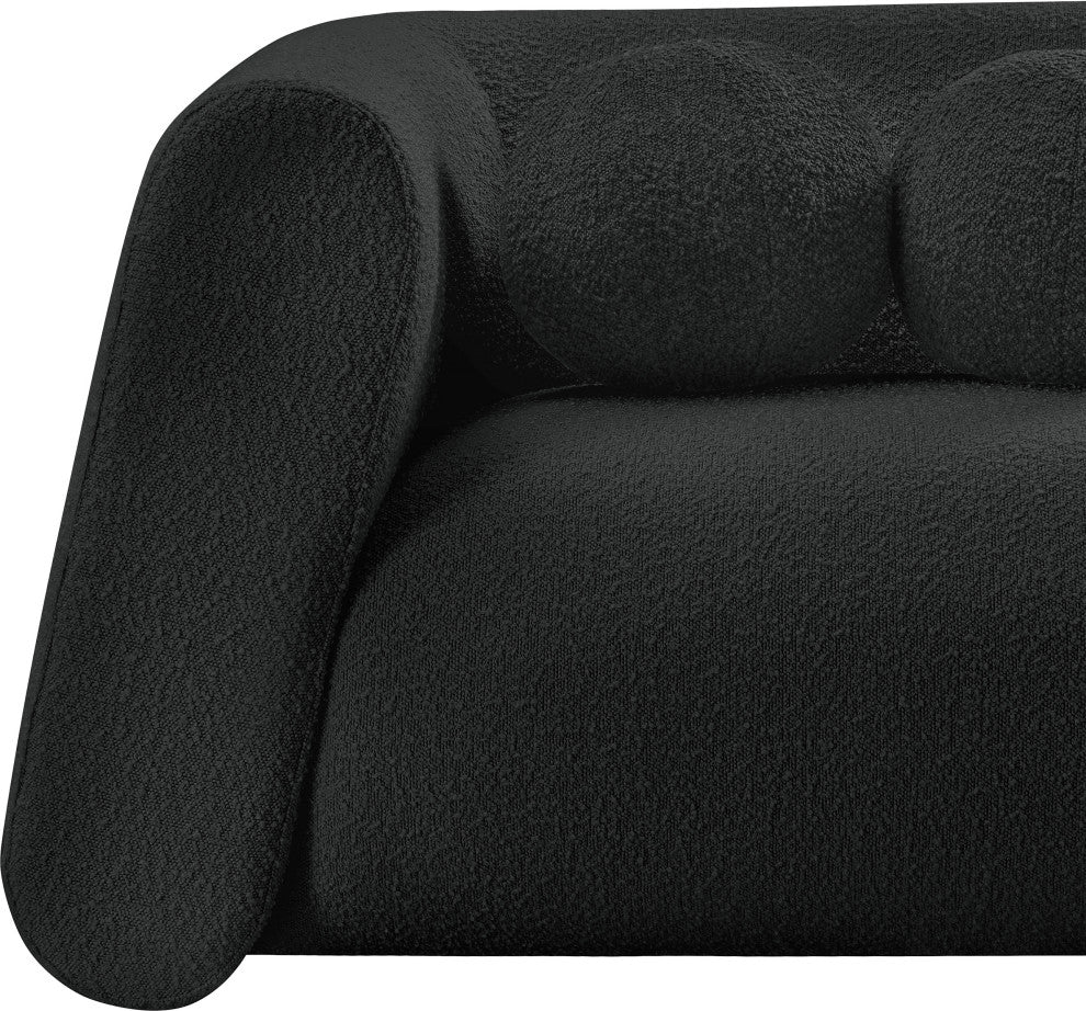 Abbington Boucle Fabric Upholstered Loveseat, Black