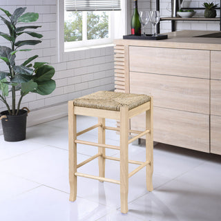 Square Rush Backless Counter Bar Stool, Blonde Oak