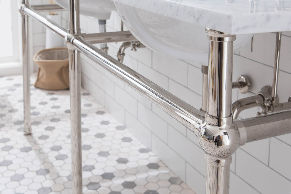 Embassy 72" Double Wash Stand, P-Trap, Countertop With Basin, Faucet, Mirror