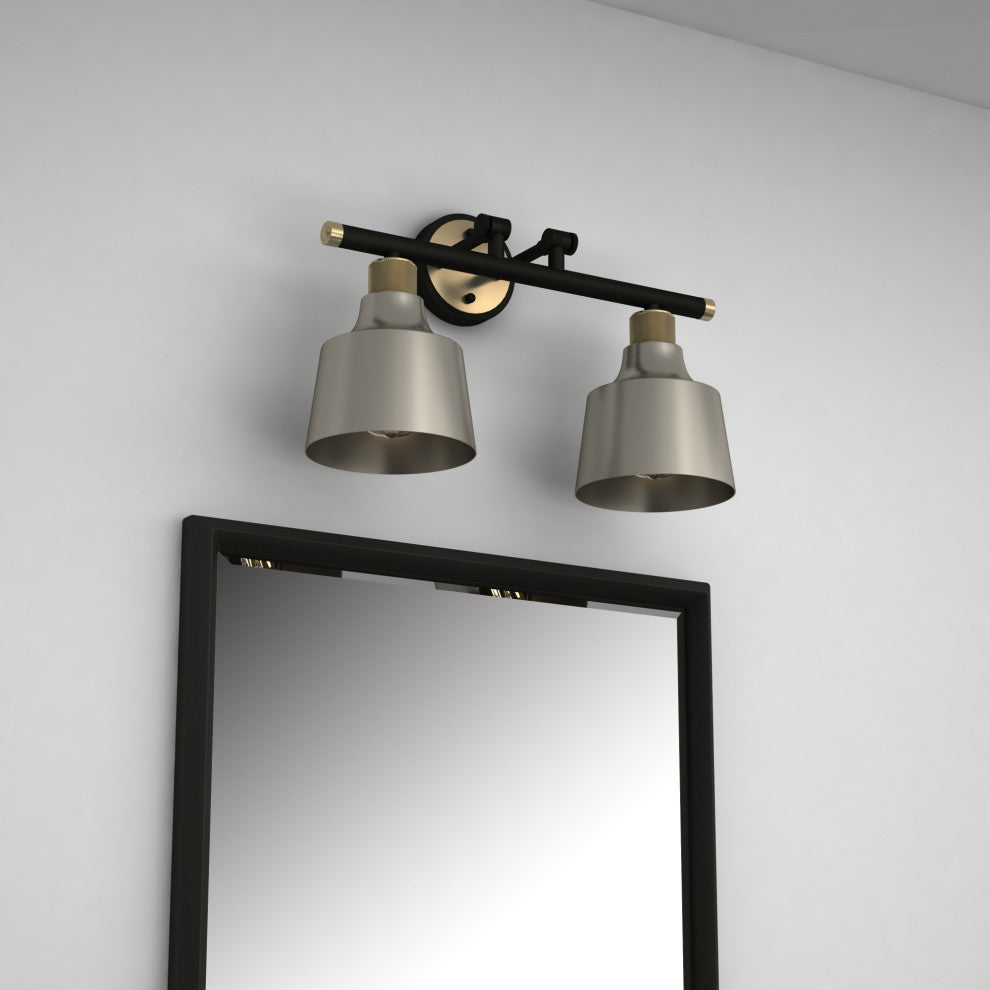 Light Vanity Light, Black, Antique Brass, 2 Light