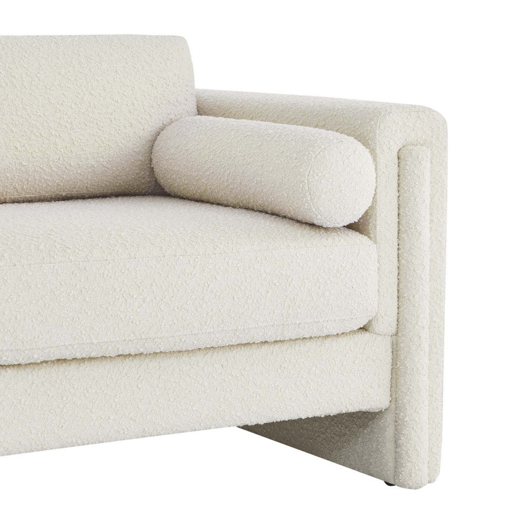 Visible Boucle Fabric Loveseat - Ivory