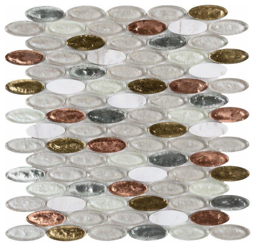 12"x12" Elyptic Brick Imagination Mosaic, Set Of 4, Somerset