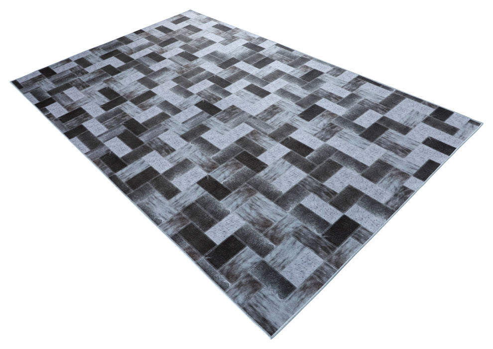Faux Cowhide Digital Printed Patchwork Off the Blocks 6'x 9' Area Rug