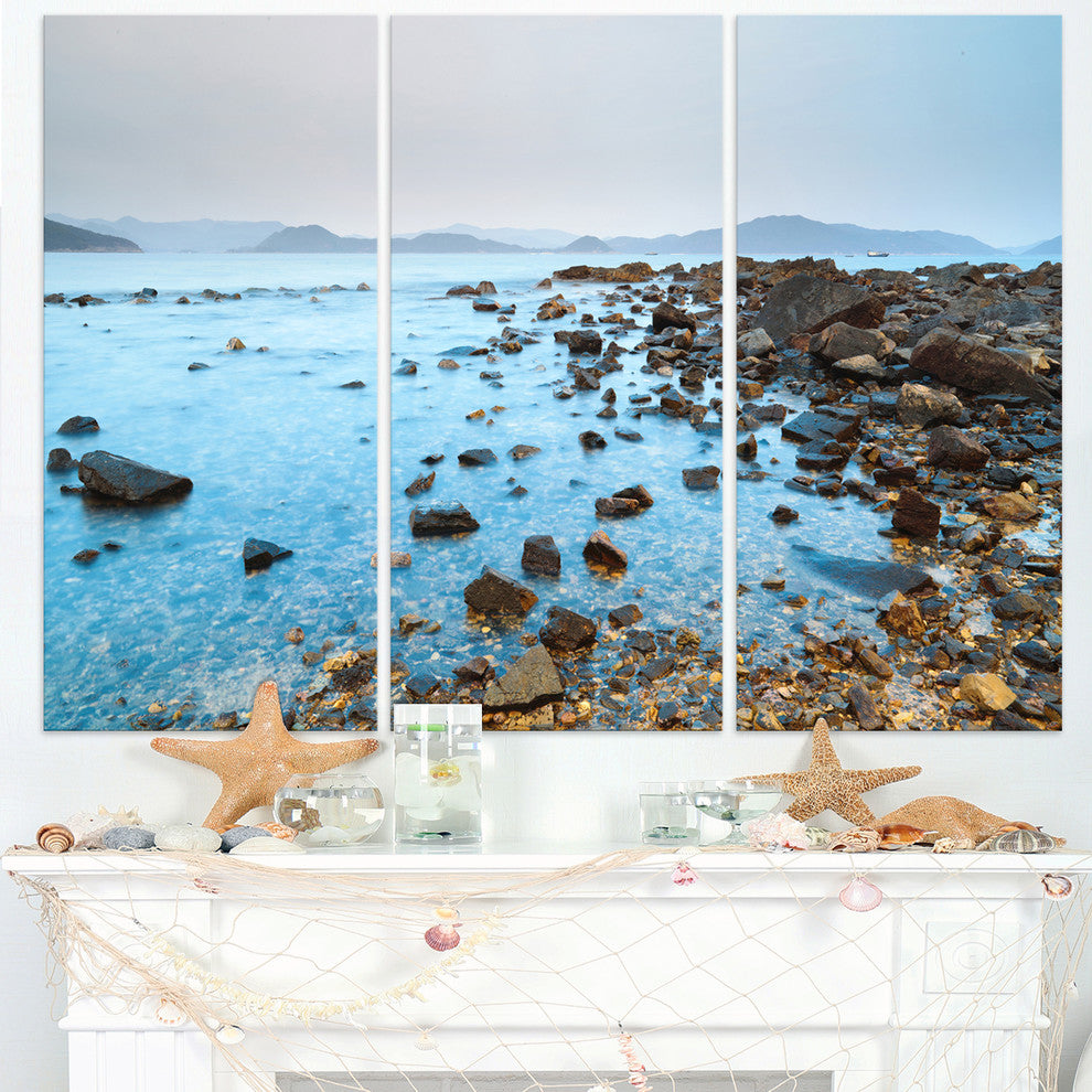 "Hong Kong Port Shelter Stony Beach" Wall Art, 3 Panels, 36"x28"