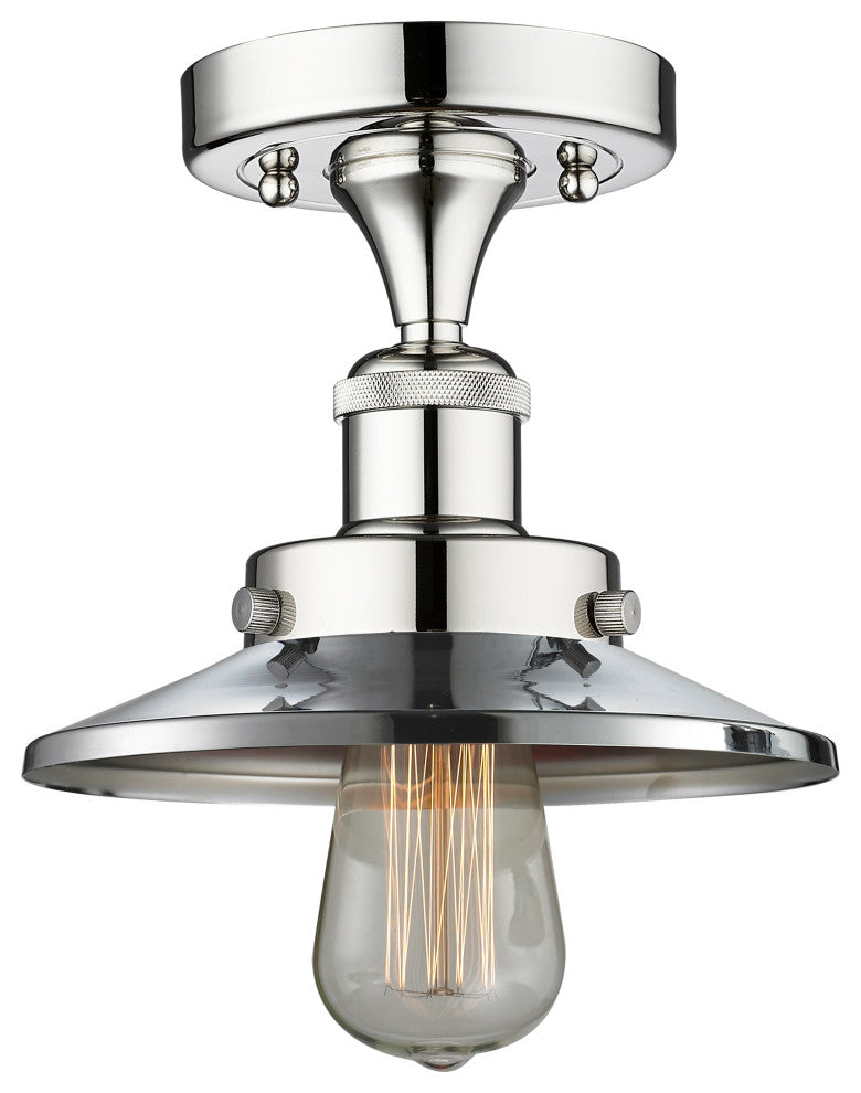 Edison-1 Light 8" Semi-Flush Mount-2" H-Polished Chrome Shade