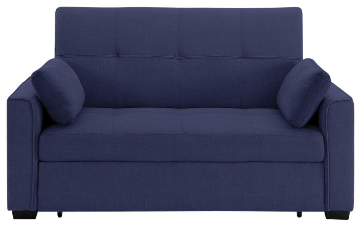 Nantucket Pull-Out Chenille Sleeper Sofa With Accent Pillows, Navy, Full