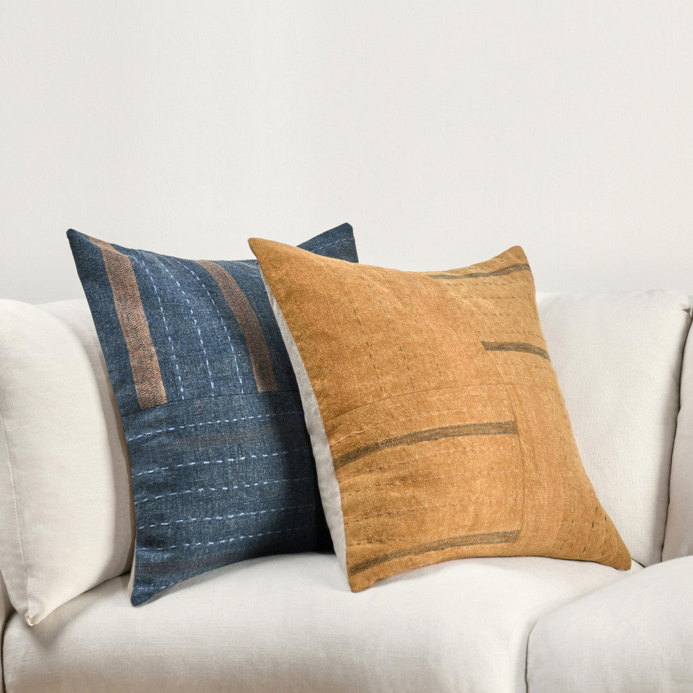 Origin Belgian Linen Blend Throw Pillow by Kosas Home, Chestnut Brown, 22x22