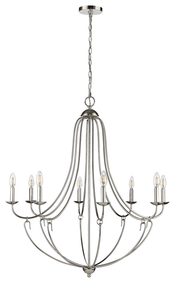8 Light 36 in. Polished Nickel Chandelier