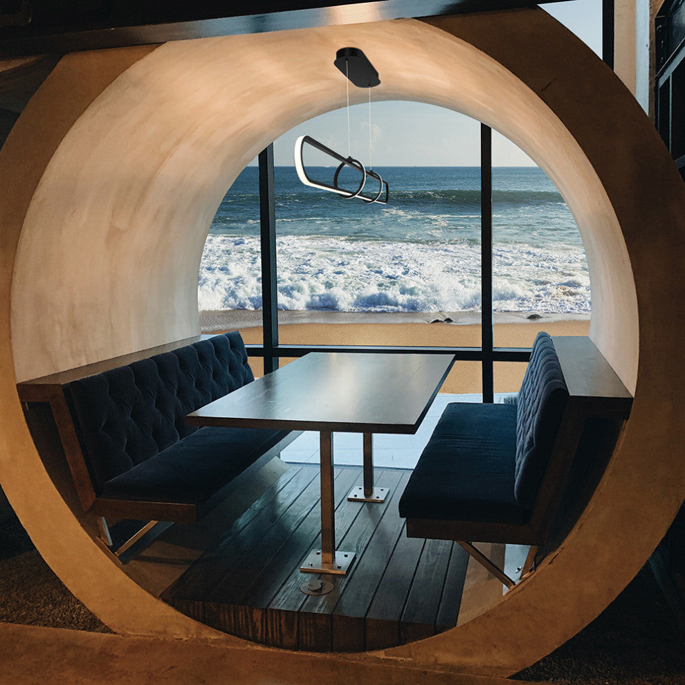 1 Light Modern Island Light, Matte Black