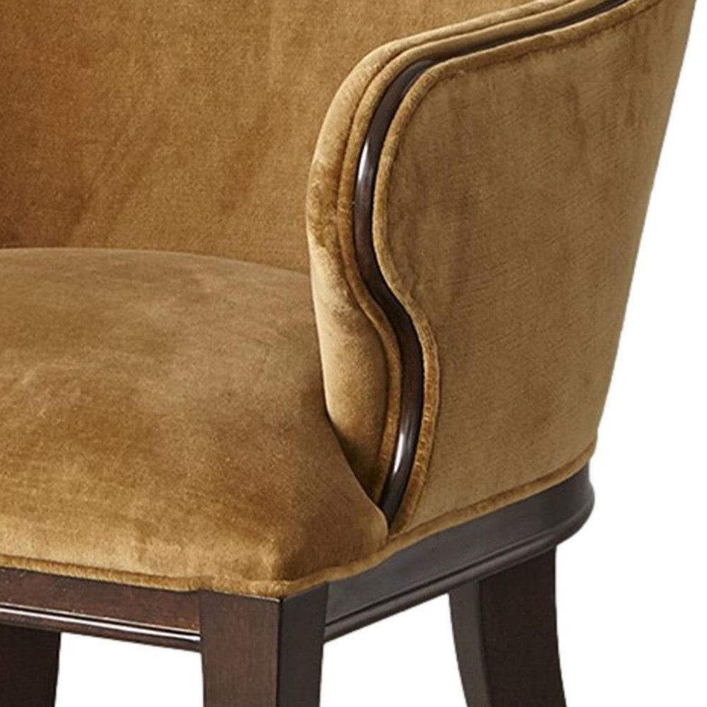 Curvy Back Dragonfly Aqua Blue Velvet Arm Chair Dark Walnut Sculpted Curved