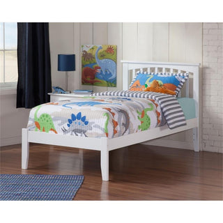 AFI Mission Twin Solid Wood Platform Bed with Charging USB in White