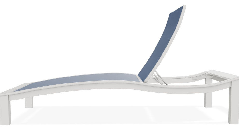 Bazza Sling 4-Position Contour Outdoor Chaise Lounge, Cobalt/Snow