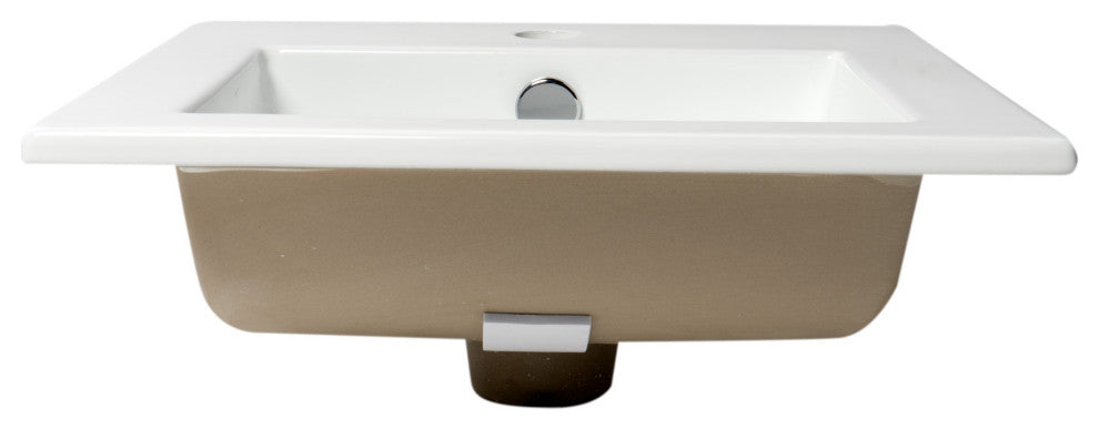 White 17" Square Drop, Ceramic Sink With Faucet Hole