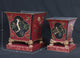 11" Metal 2-Piece Alarice Table Vase Set, Red/Black