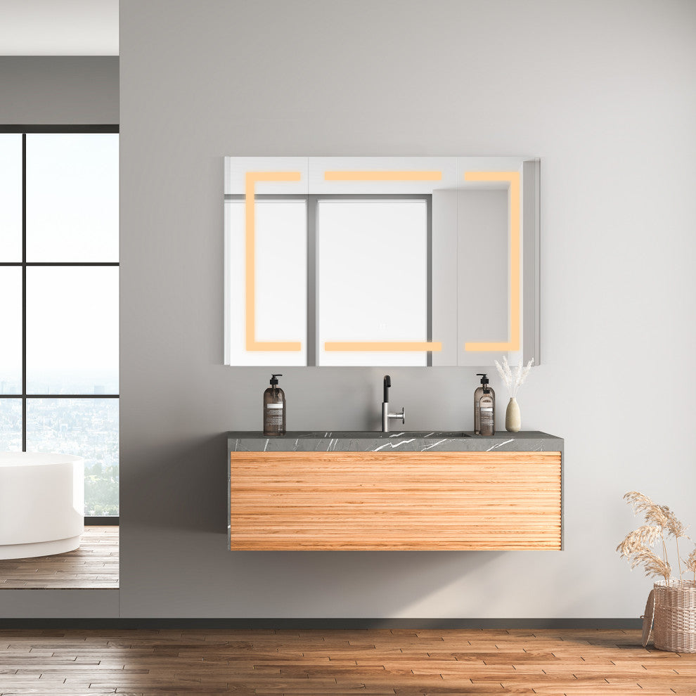 Bojano Frameless Surface-Mount/Recessed LED Lighted Medicine Cabinet, 48"