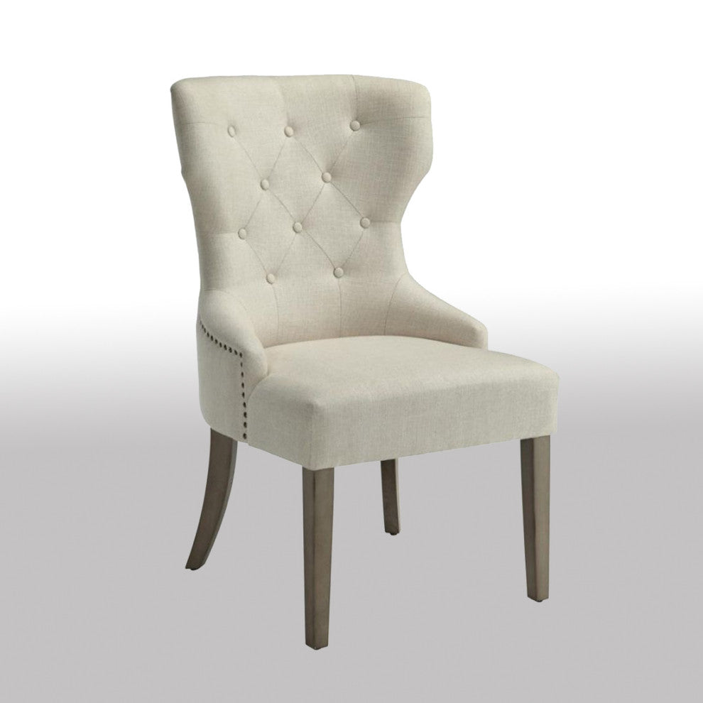 Wood Dining Side Chair, Beige Finish