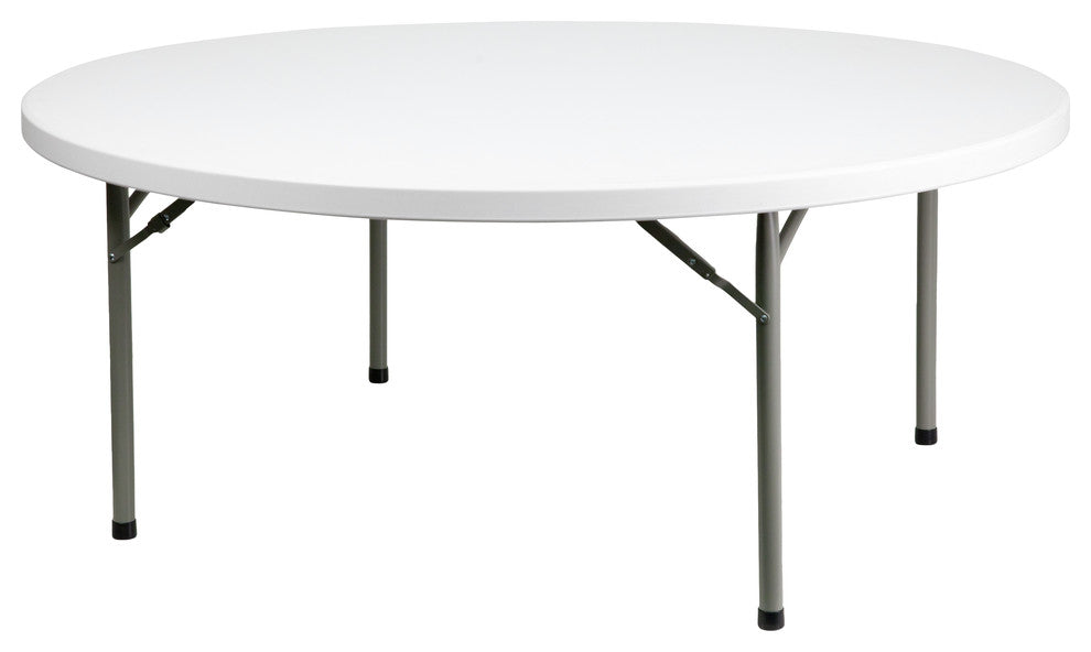 MFO 72'' Round Granite White Plastic Folding Table