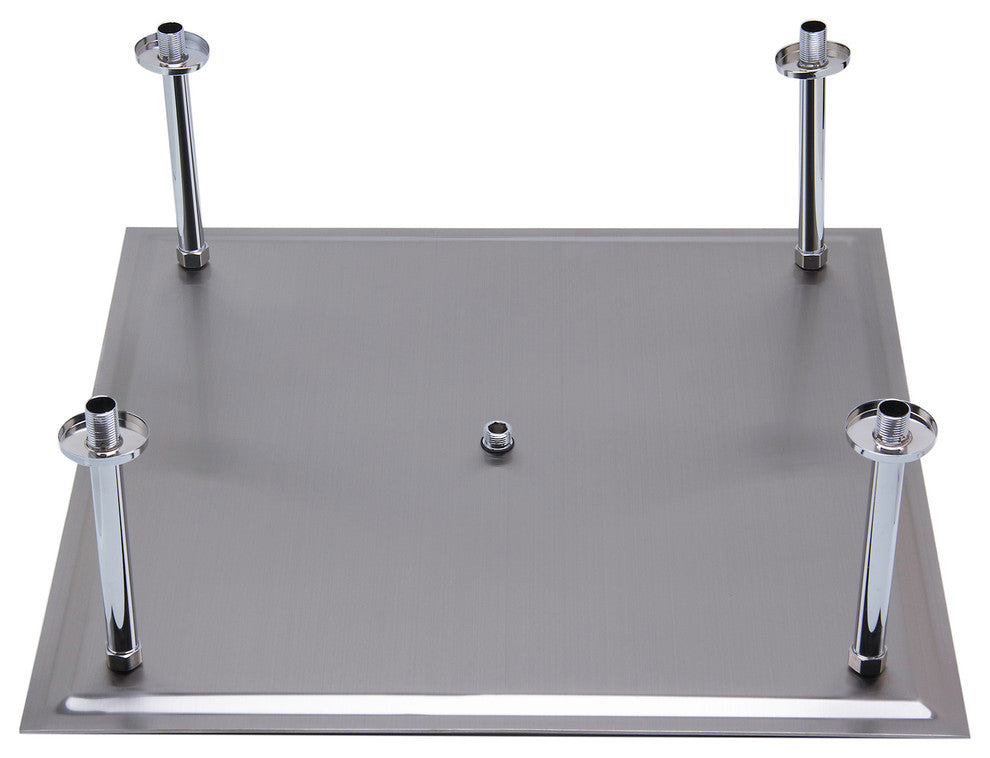 20" Rectangular Brushed Solid Stainless Steel Ultra Thin Rain Shower Head, Brush