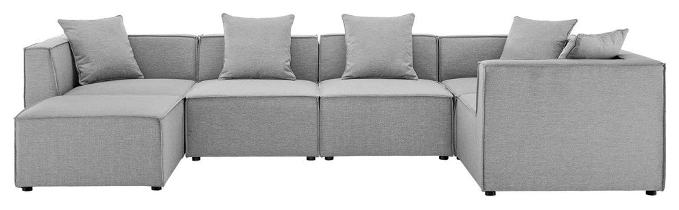 Lounge Sectional Sofa Set, Fabric, Gray, Modern, Outdoor Patio Cafe Bistro